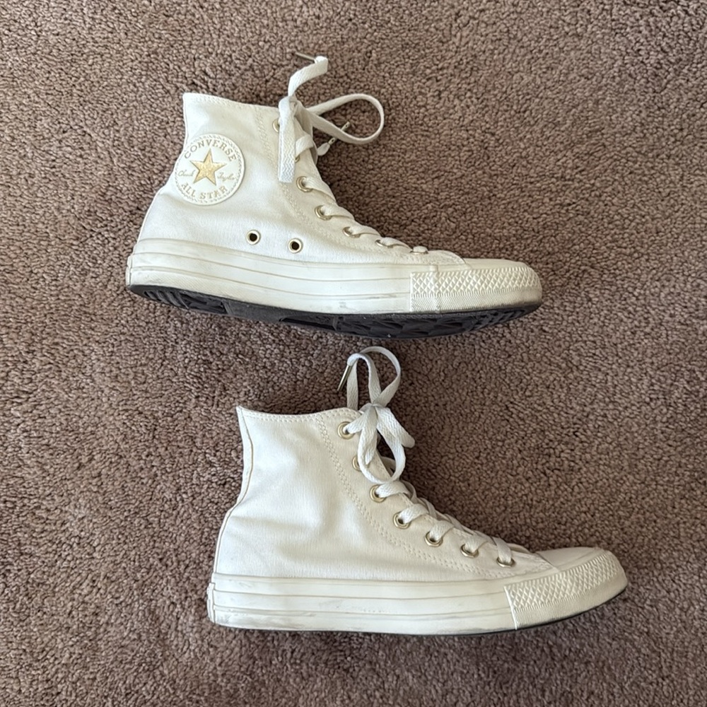 Converse Chuck Taylor All Star Off-White High Top Sneakers Size 7 - Picture 4 of 14